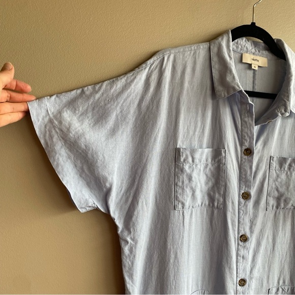 Sauths Audrey Light Blue Linen Button Down Shirt Dress Size XL - Picture 6 of 13